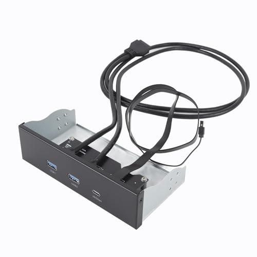 Front Panel USB Hub, 5.25 Inch USB3.2 GEN2*2 USB A + TYPE-C 20Gbps 3 Ports Internal USB Hub, Optical Drive Expansion Computer Front Panel Adapter for for OS X for LINUX