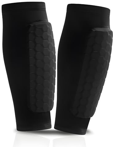 Protège-Tibias de Football pour Enfants & Adultes – Protection Antichoc avec Silicone Antidérapant, Mousse EVA 10 mm, Manchon de Compression Respirant – pour Hommes, Femmes, Jeunes (Noir, M)
