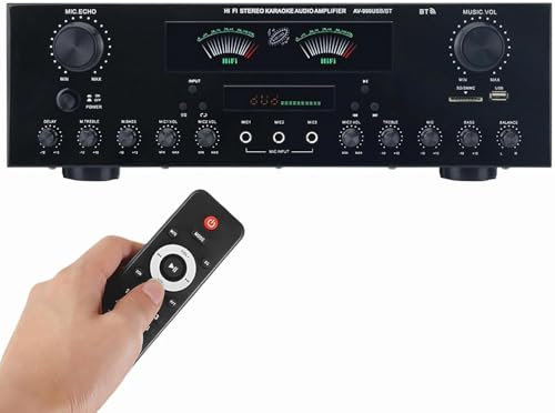 Amplificador De Audio 1000W, Amplificador De Potencia 7 Canales, Receptores HiFi Stereo con Bluetooth 5.2, USB, FM, Tarjetas SD, para Subwoofer, Altavoces Home Theater, Karaoke