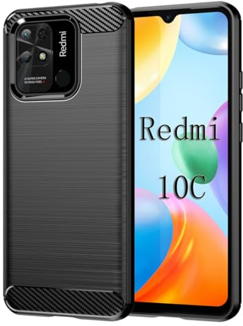 betterfon Carbon Handyhülle kompatibel mit Xiaomi Redmi 10C | Smartphone Case aus TPU-Silikon | Schwarz
