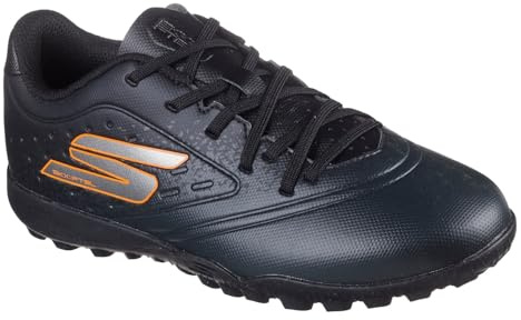 Skechers Razor 1.5 Jr Youth TF Athletic Trainers Football Shoe, Black Synthetic/Orange Trim, 2 UK