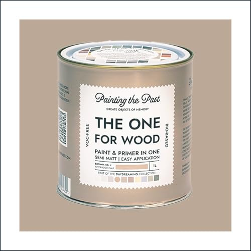 The One for Wood Paint & Primer 1L Brown No. 1 Afternoon Nap | Semi Matt Finish, Bio-Based & VOC-Free Formula for Wooden Furniture & Surfaces | Durable & Easy Indoor Home Decorating