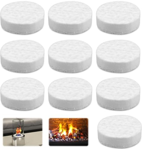 10 Stück Keramikwolle für Bioethanol Tischkamin, Glaswolle Keramik Wolle, Rund Keramikschwamm Keramik Schwamm für Bio Ethanol-kamine Kaminofen Indoor Gel Tischkamin Ceramic Wool Sponges(85x85x25mm)