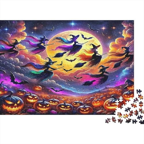 Witch Recycled Cardboard Jigsaw Puzzle for Family Game Night, Witches Flying Brooms Engaging Activity for Adults, Kids & Teenagers 52x38cm/1000pcs