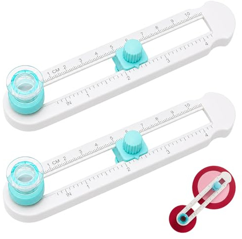 2 Stück Kreisschneider Papier Verstellbar, 2-20cm Durchmesser Verstellbare Papierschneider Kreis, Rundschneider Circle Cutter, Kreisschneider für Papier, Papierschneider 360° Drehbar, für Karten