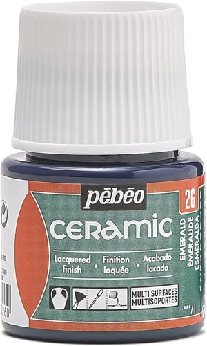 PEBEO - Ceramic - Emerald Opaque Colour for Terracotta, Ceramic and Earthenware - Brilliant Effect - Lacquered Finish - 45 ml