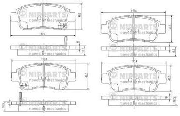 Nipparts J3602086 Bremsbelagsatz, Scheibenbremse - (4-teilig)