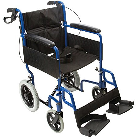 NRS N29210 Transit-Lite Lightweight Foldable Attendant Controlled Travel Wheelchair - Blue