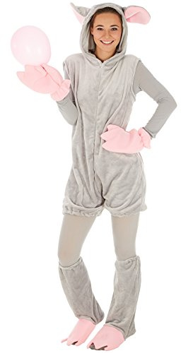 dressforfun tectake Kostüm Maus für Sie und Ihn | Aus weichem Nickistoff | Kapuze mit großen Ohren | inkl. Handschuhe, Fußstulpen und Einer Ganzkörperstrumpfhose (XL | Nr. 300856)