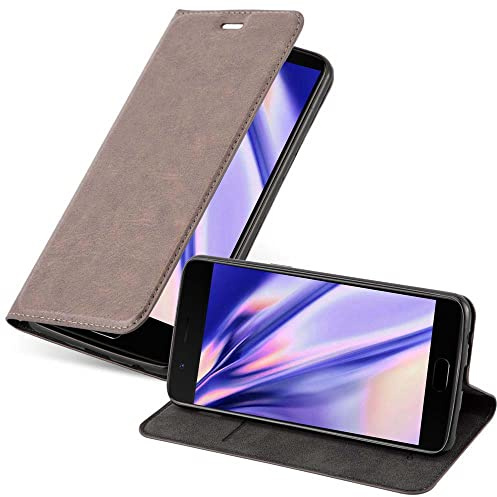 Cadorabo Hülle kompatibel mit OnePlus 5 aus Premium Kunst Leder Flip Klappbare Stoßfeste Magnetische [Standfunktion] [Kartenfächern] Cover Hülle für OnePlus 5 Tasche in Braun