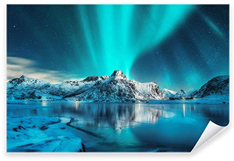 Postereck - 3172 - Polarlichter, Norwegen Winter Landschaft Meer - Wandposter Fotoposter Bilder Wandbild Wandbilder - Poster - DIN A2-42,0 cm x 59,4 cm