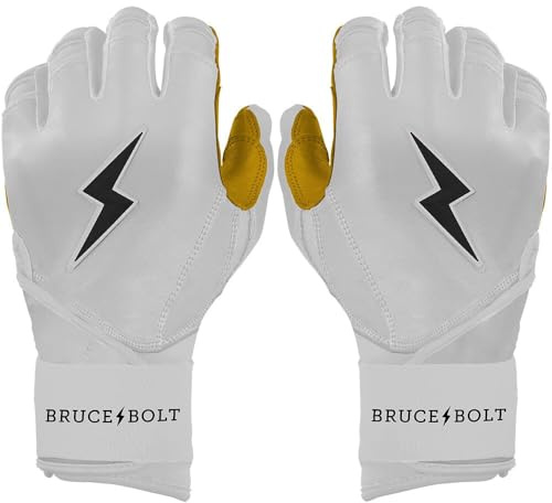 BRUCE BOLT 2020 Premium Pro Baseball-Schlaghandschuhe mit langer Manschette, Cabretta-Leder, mit Handschuhtasche, Größe M, LWYM