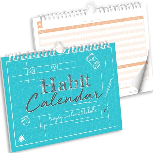 Clever Fox Habit Tracker Kalender,Inspirierender Tor-Tracker und Gewohnheitskalender für Atomgewohnheiten,24 Monate, 25.4x20.3 cm (türkis)