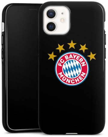 Silikon Hülle kompatibel mit Apple iPhone 12 Case schwarz Handyhülle FC Bayern München FCB Sterne