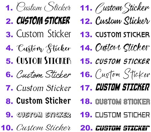 Custom Text Car Stickers Personalised Decals Vinyl Graphics 30 Fonts Small to Large Sizes 23 Gloss Colours