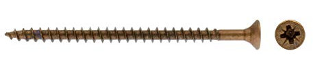 20 Viti 5 x 75 mm Filetto Parziale 60 mm IROX Acciaio Brunito Bronzate Testa Croce Pozidriv PZD Piana Svasata Vite per Legno e truciolare 5x75 truciolari