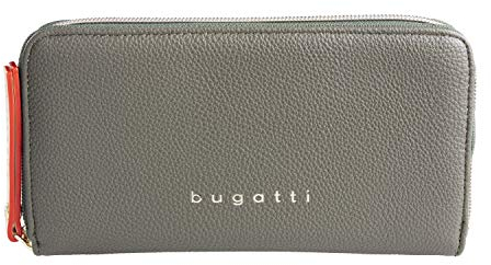 Bugatti Ella Geldbörse für Damen groß, Portemonnaie lang aus Kunstleder in Olive
