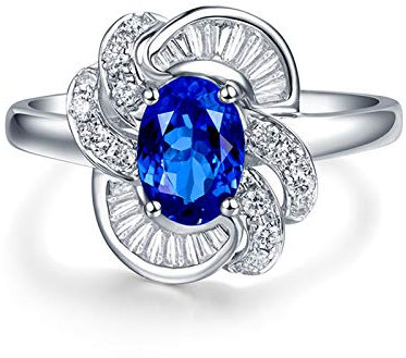 KnSam Damen Ring, Trauringe 750 Weißgold Trauring Weißgold Rosegold Eleganz 18 K Weißgold Hochzeit Ring Für Damen Frau Mit Tansanit Weiß Gold Größe 52 (16.6)
