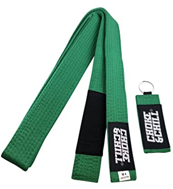 Choke&Chill BJJ Brazilian Jiu-Jitsu bälte med nyckelring (grön, M3 (240 cm))