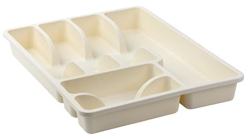 Besteckkasten Besteckkorb für Schubladen mit 6 Fächern Kunststoff BPA-frei, Farbe: beige