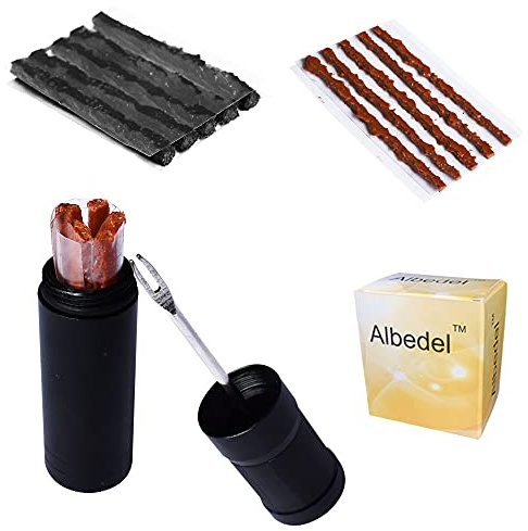 Albedel Bike Tubeless Tire Tyre Repair Kit Plugger Plugs Tool Repair Tires Fix Flat Puncture MTB and Road Mountain Bicycle +15 Strips (5 x1.5 mm + 5 x 2.5 mm + 5 x 3.5 mm)