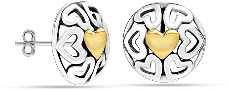 LeCalla Sterling Silber Schmuck Leichte zweifarbige antike Ohrstecker für Frauen Mädchen