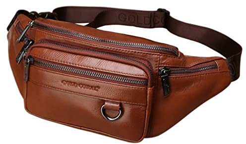 Gürteltasche aus Leder für Herren und Damen, Outdoor, Reisen, Wandern, Camping, Wandern, Laufen, Hüftgürtel, schlanke Handy-Geldbörse, Geldbörse, Braun