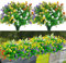 VUCDXOP 8 Stück Künstliche Blumen Balkon Kunstblumen Deko,4 Farben UV-beständige Blumen deko Blumenstrauß Kunststoff Blumensträucher Hängepflanzen Kunstblumen Kunstpflanzen für Zuhause Balkon Garten