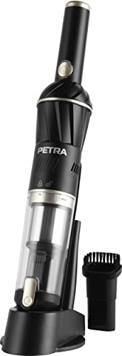 Petra PF01096VDEEU7 Aspirateur à 11.1V Main sans Fil, Rechargeable, Compacte et Léger, Aspiration puissante, Autonomie de 20 Min, Bac à Poussière 100ml, Base de Recharge
