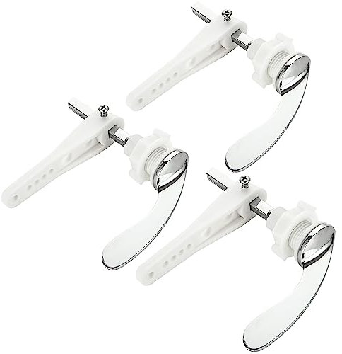 DAJAVE 3 Pcs Toilet Flush Handle, Zinc Alloy Toilet Handle Replacement Toilet Handles Flush Lever Universal Toilet Handle Flush for Toilet WC Cistern(White)