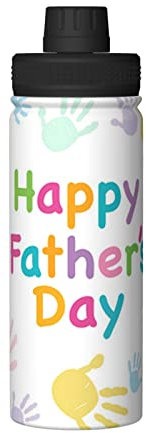 LOUJIN Tazza isolata per sport all'aria aperta con stampa a mano e felice festa del papà 510 ml, pratico bollitore in acciaio inossidabile a doppio strato