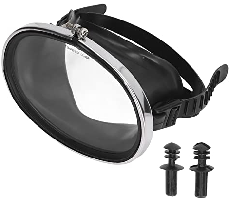 Gafas de Buceo, Gafas de Buceo de Lente única Antivaho de Forma Ovalada de PVC de Vidrio Templado HD, Máscara de Buceo de Vidrio Templado Antivaho y Antifugas, Máscara de Esnórquel Panorámica(L)
