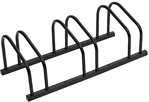 vidaXL Bike Rack for 3 Bikes - Black Galvanized Steel Floor Stand - Space-Saving Design with Anti-Theft Function for Garage, Garden, Small Business Use