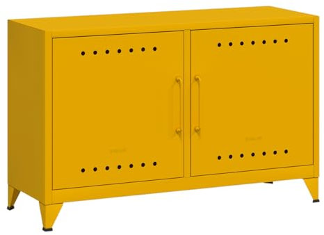 Bisley Fern Cabby Sideboard aus Metall | Metallschrank im Retro-Instustrial Design in Sunflower