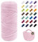 Uiopa T-Shirt Garn, 200g Bändchengarn zum Stricken und Häkeln, Dickes Ribbon Garn Crochet Yarn für Häkeltaschen/Körbe/Teppiche, Heimdekoration, DIY-Kunsthandwerk (Fleischrosa)