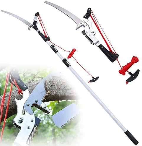 CYTBEK Ausziehbare Teleskop-Stangensägen, Baumscheren, Gartenscheren, Teleskop-Stangensäge mit 3,6–7,5 m Teleskopstange, 2-in-1-Garten-Hochzweigschere für Dicke Äste, Obstbäume 3.6M/12FT