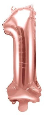 SPARKLERS CLUB Ballon en Aluminium 86cm Chiffre 1, couleur Or Rose - Gonflez votre ballon à l'air ou à l'hélium, idéal pour décorationation d'anniversaire et fête - Ballon chiffre pour Anniversaire