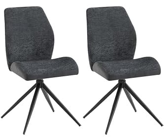 byLIVING Esszimmerstuhl 2er-Set SNAP, 360° drehbar, Metallgestell schwarz | Bouclé - Mikrofaser anthrazit, Esszimmerstuhl, Wohnzimmerstuhl, B 46, H 87, T 55 cm