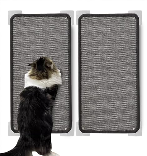 MIAOGE® Pack of 2 Cat Wall Scratching Mat, Scratching Board, Cat Scratching Boards, Scratching Wall, Sisal Carpet (Grey)