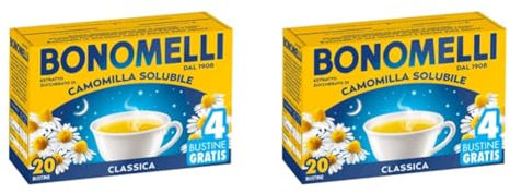Bonomelli Camomilla Solubile Classica 20 bustine, Concentrato Estratto da Fiori Selezionati, Dona Momenti di Calma e Relax (Confezione da 2)