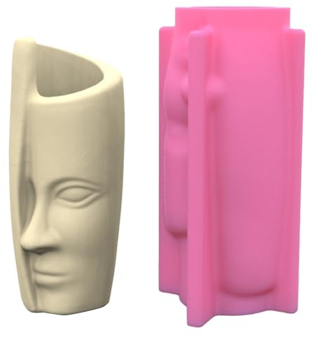 Yooghuge Moule en silicone pour vase en forme de visage humain, pot de fleurs, argile, ciment et plâtre, moule à faire soi-même pour pots de fleurs de jardin