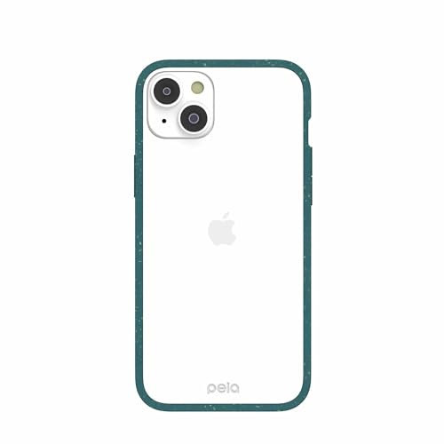 Pela Schutzhülle für iPhone 14 Plus, transparent mit grünem Rand, umweltfreundlich, kompatibel mit iPhone 14 Plus