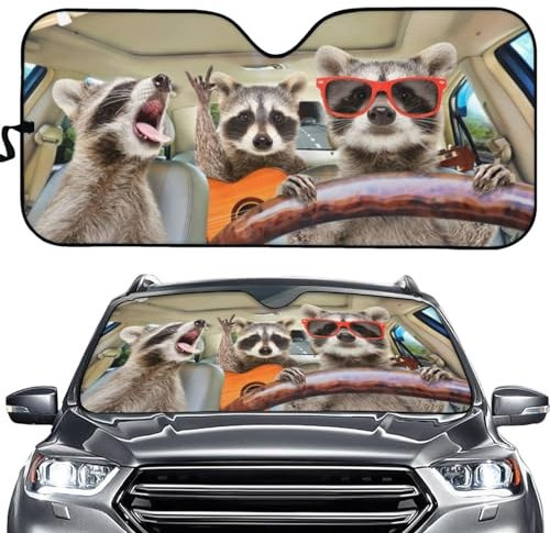 Patonde Parasol Coche Delantero Plegable 145x70cm UV Protector Solar Coche Parabrisas Animales Divertidos Parasoles Coche Luna Delantera Car Sun Shade