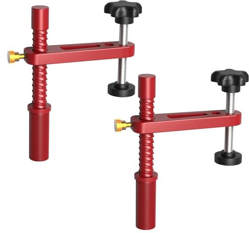 2 Pack Bench Dog Clamp, Adjustable Dog Hole Clamp Woodworking Benchtop Quick Clamps MFT Bench Clamps Aluminum Fast Hold Down Table Clamps (20MM)