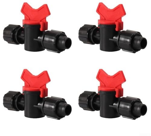 Set mit 4 PE-Rohr-Kugelhahn-Schnellwechselschaltern mit Verriegelung, 16 mm für Bewässerung