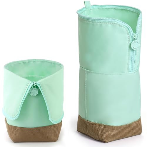 Foldable Standing Pencil Pen Case, Large Capacity Pencil Pouch Bag with 4 internal Compartments, Green Pencil Pouch Organizer Bag School Office Aesthetic Supplies for Girls Boys Adults Men and Women