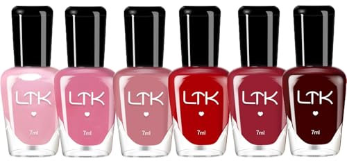Nail Polish Sets - 6Pcs Nude Red Pink Nail Varnish Set, Quick Dry & Long Lasting Nude Nail Polish Gel, Non-Toxic Water Based Holographic Polish, No Need UV Nail Varnish Sets for Women Girls