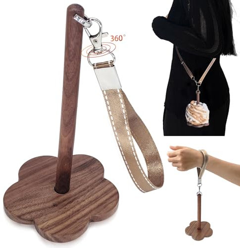 Hebterrka Handgelenk Garnhalter – Tragbarer Garnball Halter mit Armband, Holz Garn Organizer für Strick- und Häkelzubehör, Geschenk für Bastelliebhaber (Massivholz)