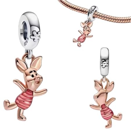 Breloque Porcinet Winnie l'Ourson en argent sterling 925, compatible avec les breloques Pandora et de nombreux autres bracelets à breloques., Pequeño, Argent, Argent