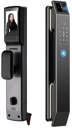 Smart Door Lock, 3D Face Recognition Unlock Digital Door Lock With Camera FInrprint Password Unlock Keyless Electronic Door Lock,support fingerprint unlocking(D14P 24240 S-C D-H,Wishome app version)